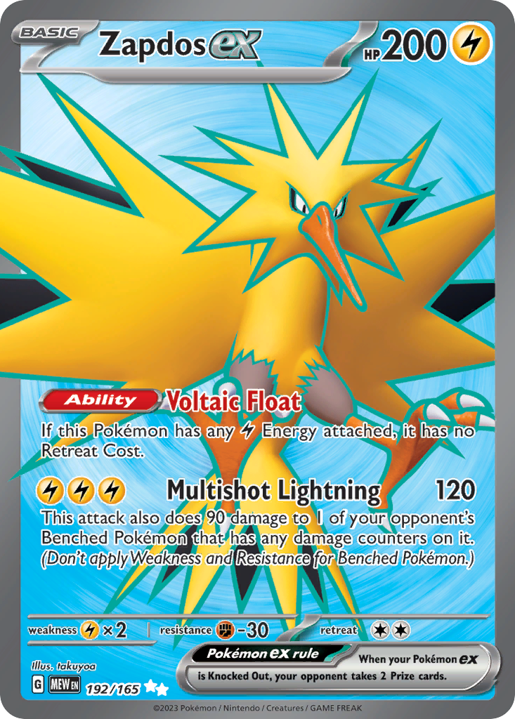 Zapdos ex - 192/165 - Ultra Rare