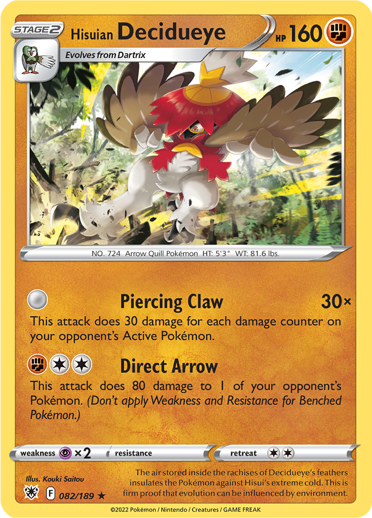 Hisuian Decidueye - 82/189 - Holo Rare