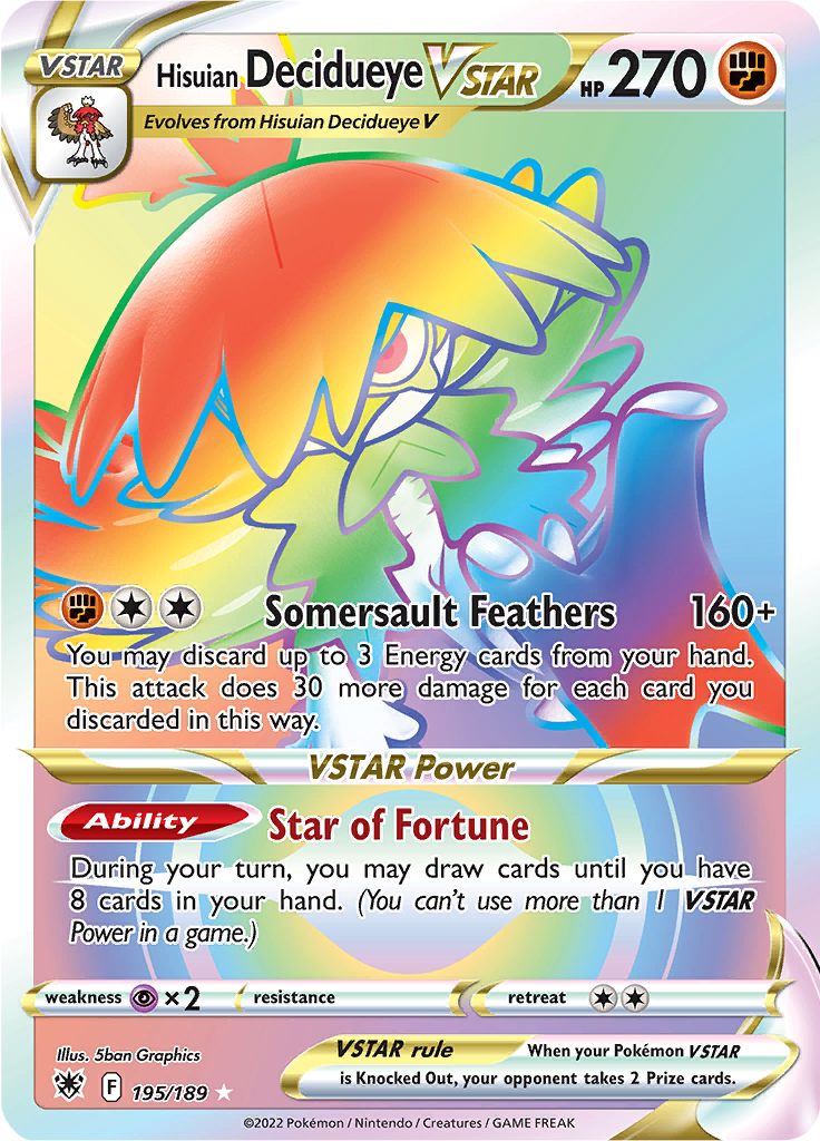 Hisuian Decidueye VSTAR - 195/189 - Rainbow Rare