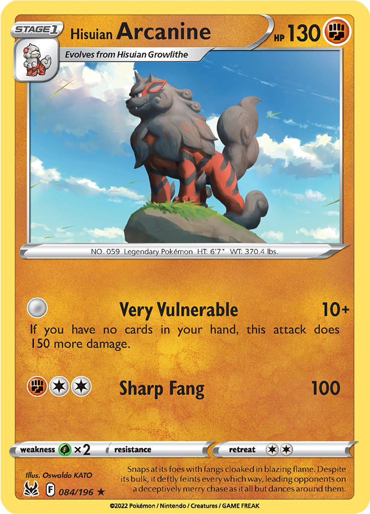 Hisuian Arcanine - 84/196 - Holo Rare