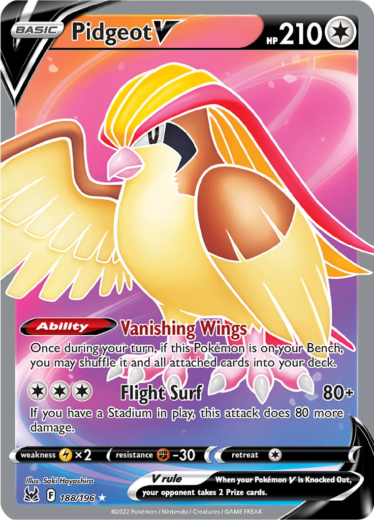 Pidgeot V - 188/196 - Full Art Rare